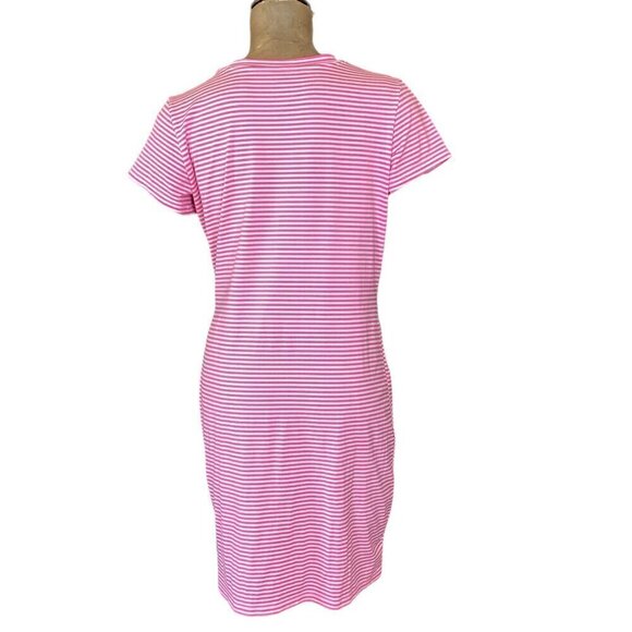 Vineyard Vines Pink Striped Sankaty Twist Front Tee-Shirt Dress M #295F - Picture 6 of 8